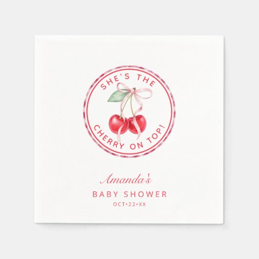 Ze is de kers op de top Baby shower servetten (Voorkant)
