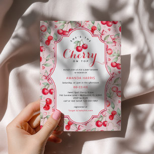 Ze is de kers op de top Baby shower uitnodigen Kaart