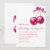 Ze is de kers op de top bruids douche uitnodiging (Voorkant / Achterkant)