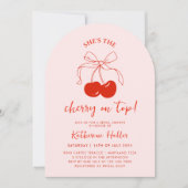 Ze is de kers op de top bruids douche uitnodiging (Voorkant)