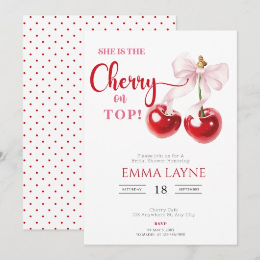 Ze is de kers op de top coquette Vrijgezellenfeest Kaart (Voorkant / Achterkant)