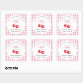 Ze is de kers op de top grillige boog Baby shower Vierkante Sticker (Vel)