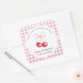 Ze is de kers op de top grillige boog Baby shower Vierkante Sticker (Envelop)