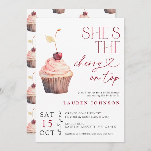 Ze is de kers op de top moderne bruids kaart (Voorkant / Achterkant)