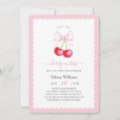 Ze is de kers op de top roze boog Baby shower Kaart (Voorkant)