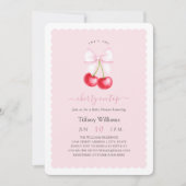 Ze is de kers op de top roze boog Baby shower Kaart (Voorkant)