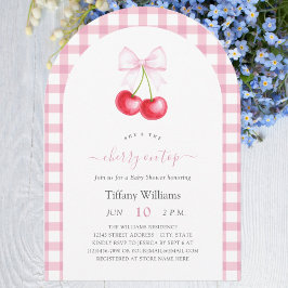 Ze is de kers op de top roze gingham Baby shower Kaart