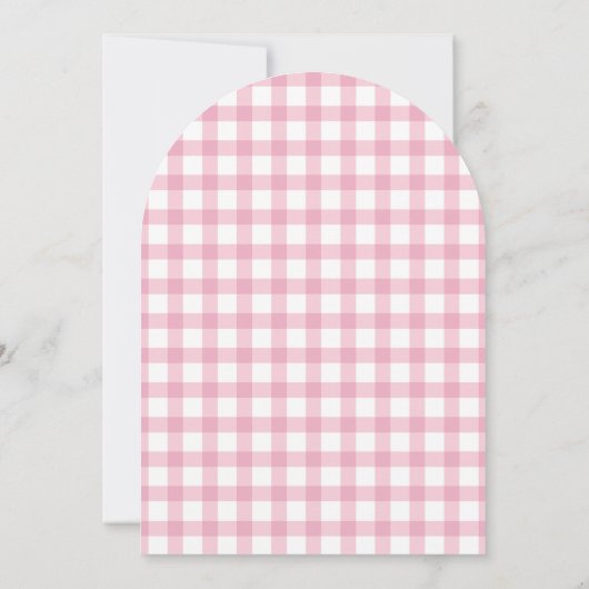 Ze is de kers op de top roze gingham Baby shower Kaart (Achterkant)