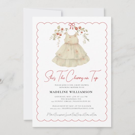 Ze is de kers op de top Waterverf Baby shower Kaart (Voorkant)