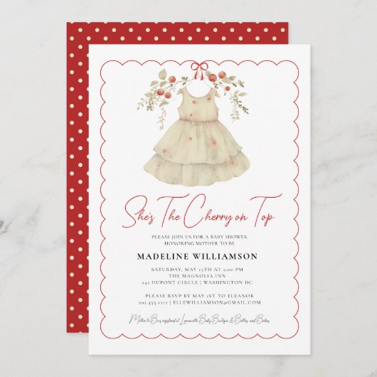 Ze is de kers op de top Waterverf Baby shower Kaart (Voorkant / Achterkant)