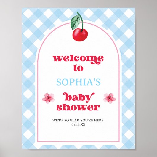 Ze is de kers op de top, welkom Baby shower Poster (Voorkant)