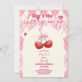 Ze is de kers op het Baby shower Kaart (Voorkant)