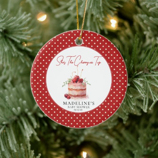 Ze is de kers op het Baby shower Keramisch Ornament (Boom)