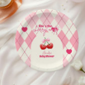 Ze is de kers op het Baby shower Papieren Bordje