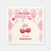 Ze is de kers op het Baby shower Servet (Voorkant)