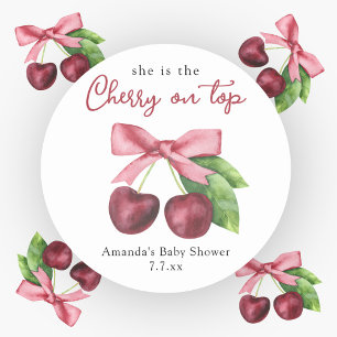 Ze is de kers op het bovenste baby shower ronde sticker