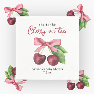 Ze is de kers op het bovenste baby shower servet