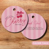 Ze is de kers op het roze Baby shower Bedankjes Labels