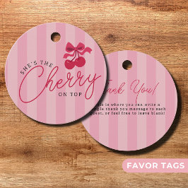 Ze is de kers op het roze Baby shower Bedankjes Labels