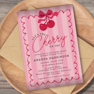 Ze is de kers op het roze Baby shower Kaart