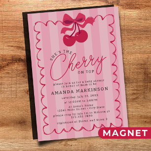 Ze is de kers op het roze Baby shower Magnetische Uitnodiging