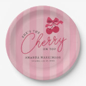 Ze is de kers op het roze Baby shower Papieren Bordje (Voorkant)