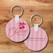 Ze is de kers op het roze Baby shower Sleutelhanger