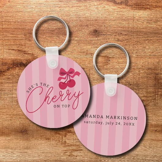 Ze is de kers op het roze Baby shower Sleutelhanger