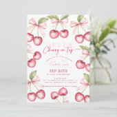 Ze is de kers op het roze rode Vrijgezellenfeest Kaart (Staand voorkant)