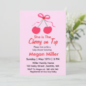 Ze is de kers op top coquette meisje Baby shower Kaart (Staand voorkant)