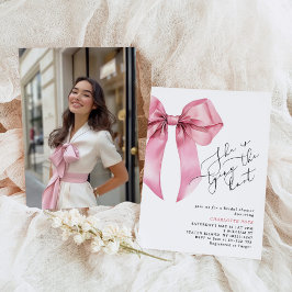 Ze is de knoop aan het binden Pink Bow Vrijgezelle Kaart