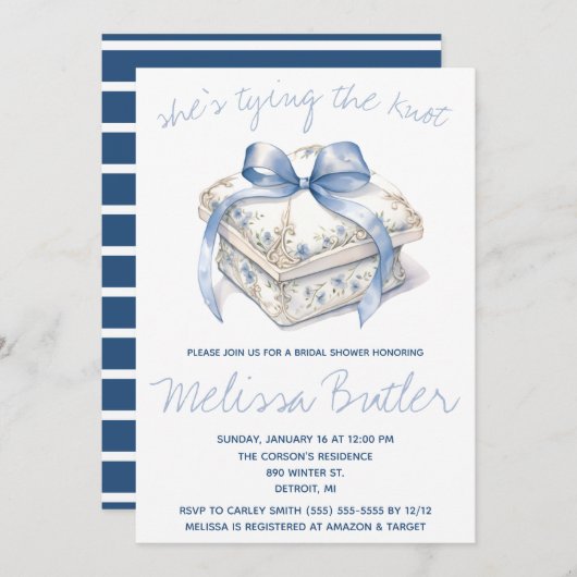 Ze is de knoop aan het doorhakken! ringbox-Vrijgez Kaart (Voorkant / Achterkant)