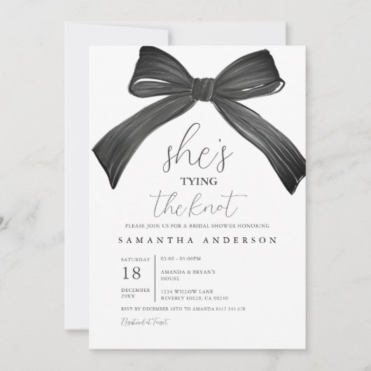 Ze is de Knoop Bruidsdouche uitnodiging aan het bi (Voorkant)