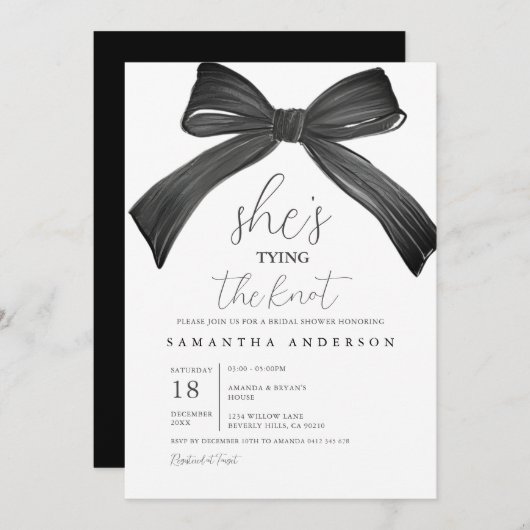 Ze is de Knoop Bruidsdouche uitnodiging aan het bi (Voorkant / Achterkant)