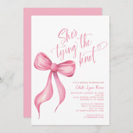 Ze is de knoop roze boog lint Vrijgezellenfeest Kaart