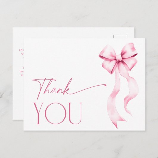 Ze is de knoop roze lint bruids dank je briefkaart (Voorkant / Achterkant)