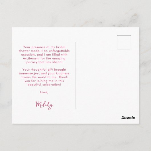 Ze is de knoop roze lint bruids dank je briefkaart (Achterkant)