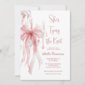 Ze is de knoop roze lint Vrijgezellenfeest Kaart (Voorkant)