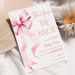 Ze is de knoop roze lint Vrijgezellenfeest Kaart