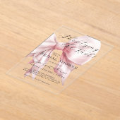 Ze is de knoop roze strik Vrijgezellenfeest Acryl Uitnodigingen (Laagn)