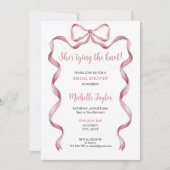 Ze is de knoop roze strik Vrijgezellenfeest Kaart (Voorkant)