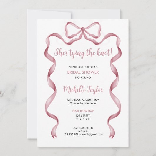 Ze is de knoop roze strik Vrijgezellenfeest Kaart (Voorkant)