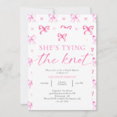 Ze is de knoop roze strik Vrijgezellenfeest Kaart (Voorkant)