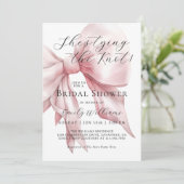 Ze is de knoop roze strik Vrijgezellenfeest Kaart (Staand voorkant)