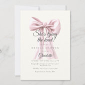 Ze is de knoop roze strik Vrijgezellenfeest Kaart (Voorkant)