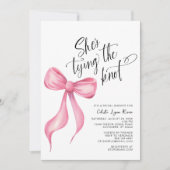 Ze is de knoop roze strik Vrijgezellenfeest Kaart (Voorkant)