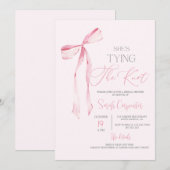 Ze is de knoop roze strik Vrijgezellenfeest Kaart (Voorkant / Achterkant)