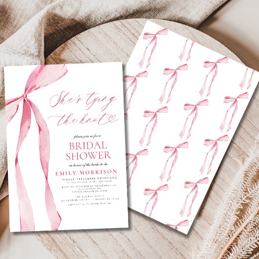 Ze is de knoop roze strik Vrijgezellenfeest Kaart