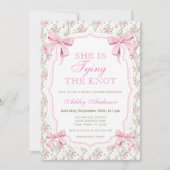 Ze is de knoop roze strik Vrijgezellenfeest Kaart (Voorkant)