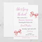 Ze is de knoop roze strik Vrijgezellenfeest Kaart (Voorkant / Achterkant)